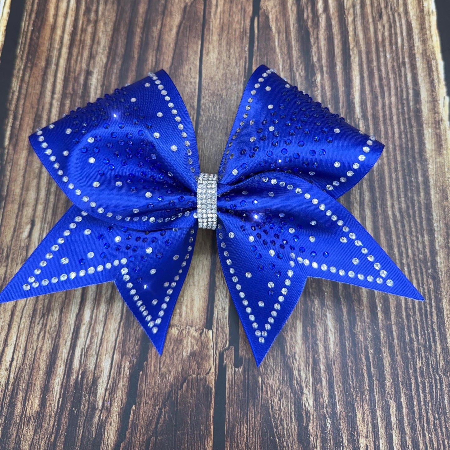 Center Scattered 2 tone Rhinestone Cheer Bow | Competition Satin Hair Bow | Angel Wings Bows