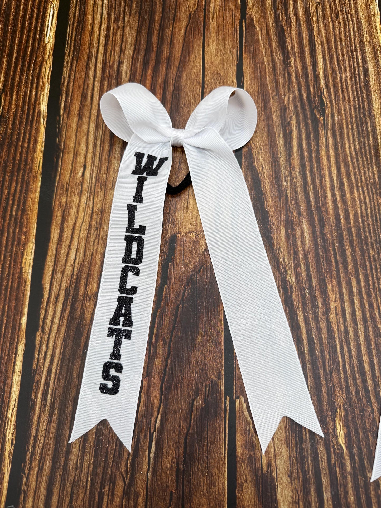 School Collegiate Cheer Bow with Long Tails on 1.5” Ribbon