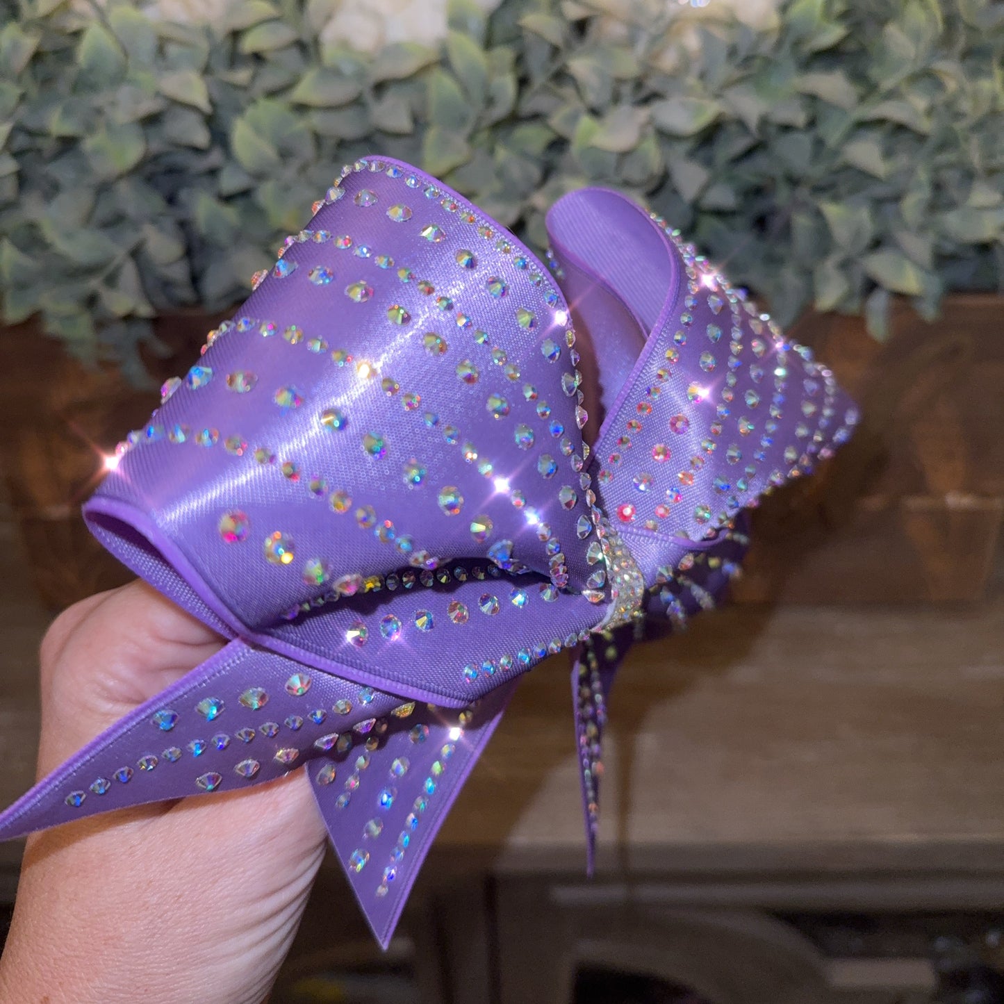 The RM Burst Cheer Bow – Satin Competition Hair Bow with 2 size Rhinestones