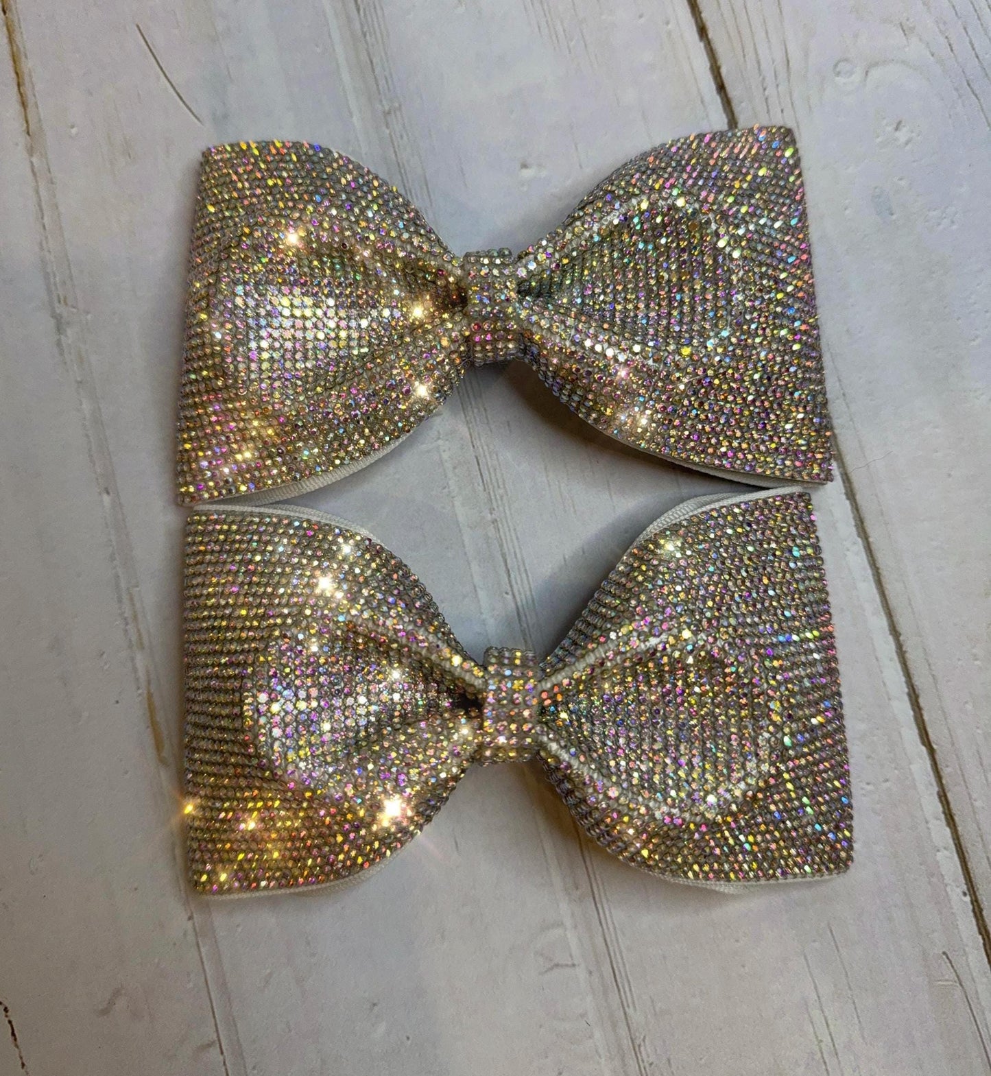 Full Bling Rhinestone Cheer Bow: Tailless Competition Hair Bow