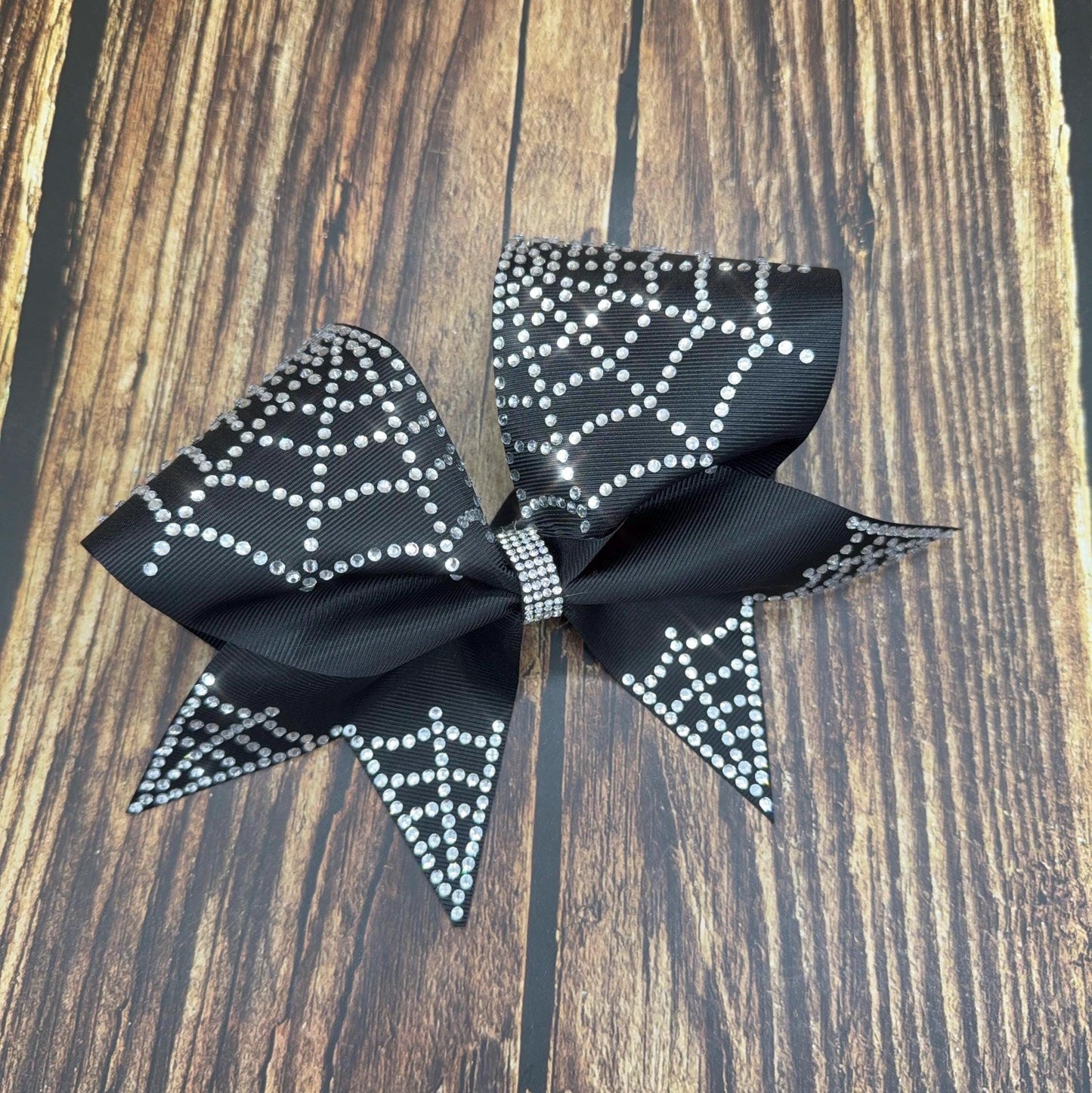 Spider Web Rhinestone Cheer Bow: Halloween Practice and Competition Hair Bow