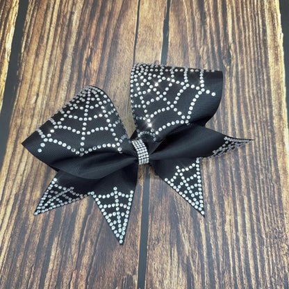 Spider Web Rhinestone Cheer Bow: Halloween Practice and Competition Hair Bow