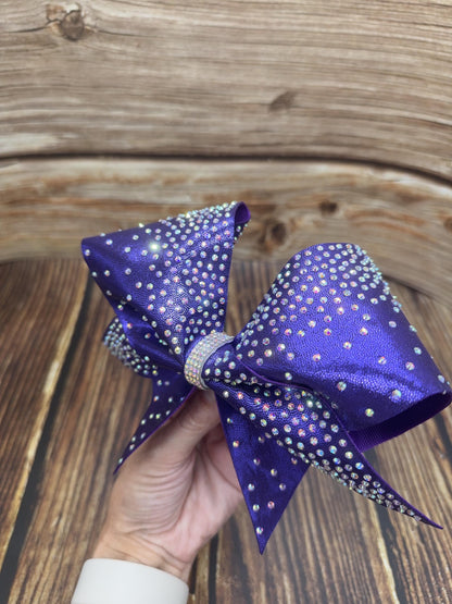 Mystique Sparkly Fabric Cheer Bow | Rhinestone Center | Competition or Practice Bow