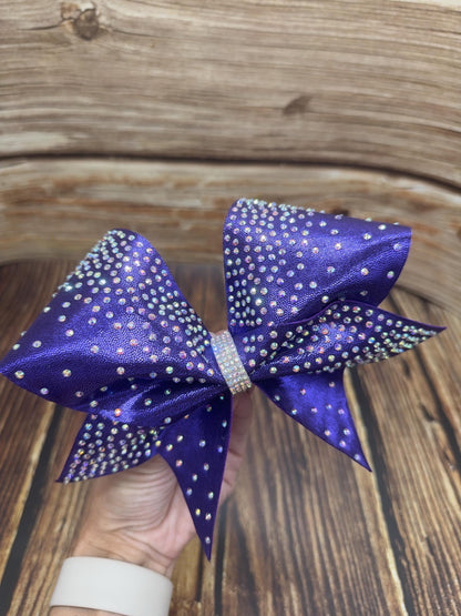 Mystique Sparkly Fabric Cheer Bow | Rhinestone Center | Competition or Practice Bow