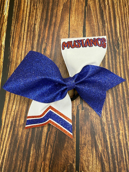 School Cheer Bow with Glitter - Competition Bows - Cheerleader Bows - All-Star Cheer