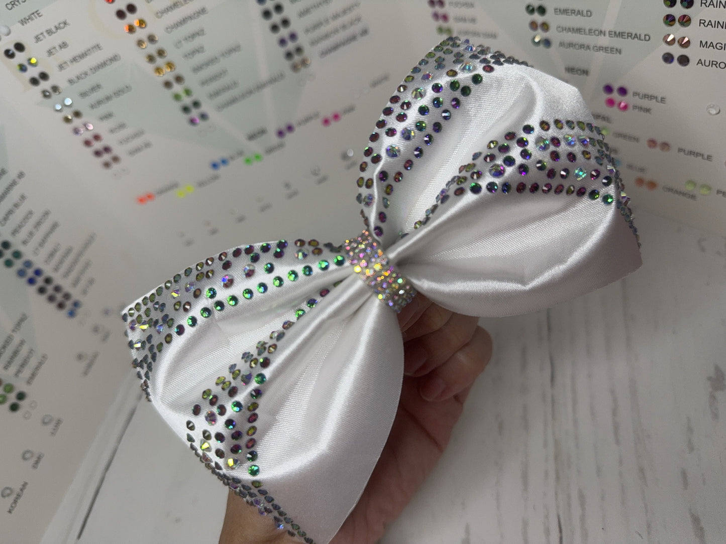 Satin Cheer Bow: Rhinestone Competition Hair Bow