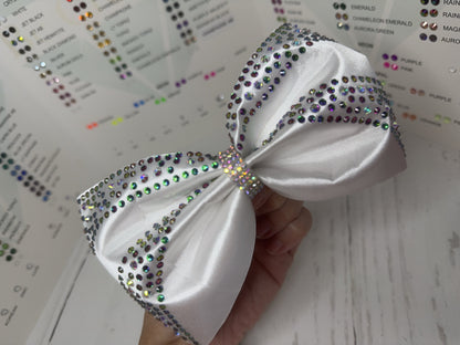 Satin Cheer Bow: Rhinestone Competition Hair Bow