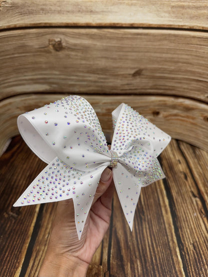 Side Scatter Satin Cheer Bow: Rhinestone All-Star Competition Bow
