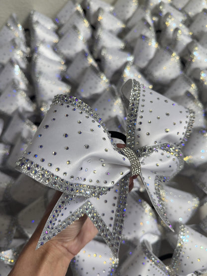 Angel Wings Rhinestone Cheer Bow: Satin Competition Hair Bow