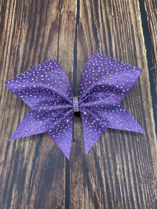Violet Glitter Cheer Bow with Rhinestones | Competition All-Star Bow