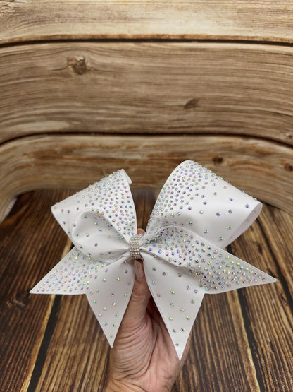 Side Scatter Satin Cheer Bow: Rhinestone All-Star Competition Bow