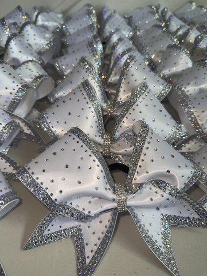 Angel Wings Rhinestone Cheer Bow: Satin Competition Hair Bow