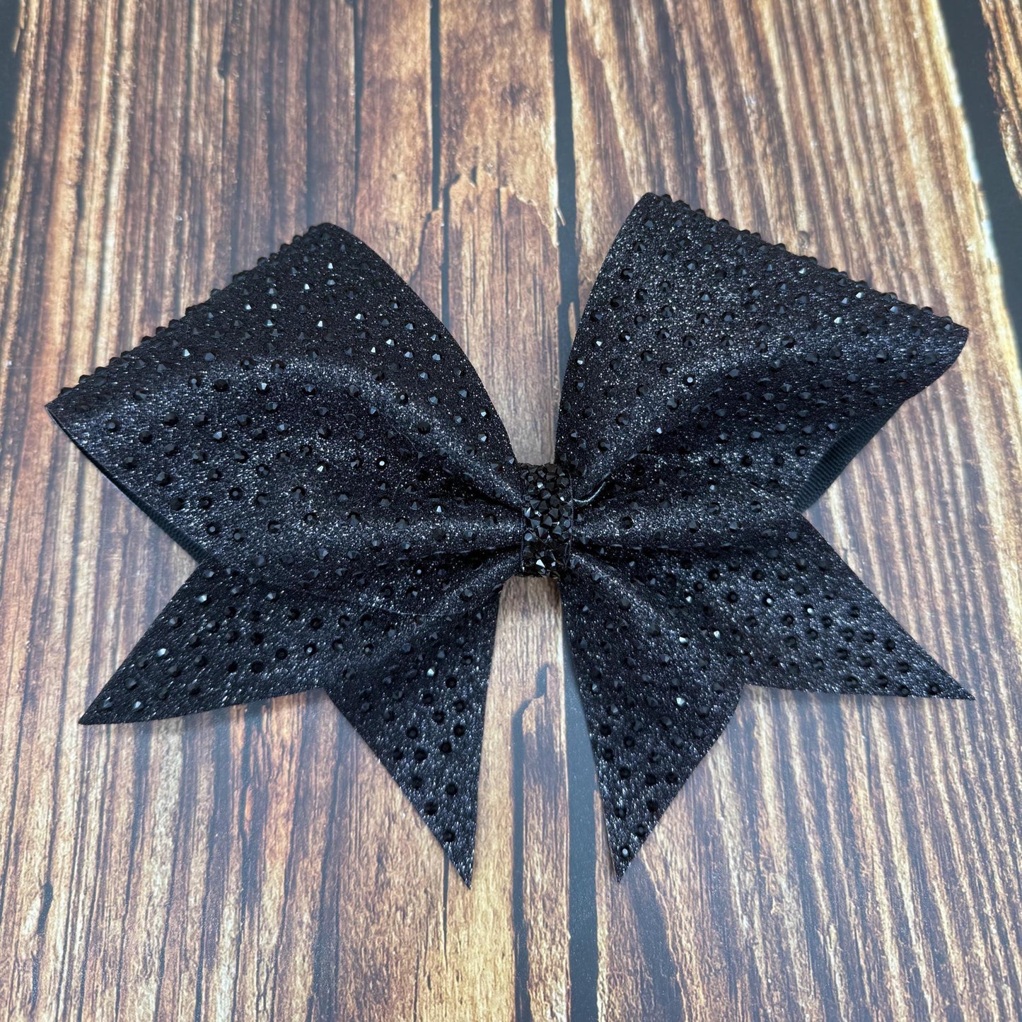 Black on Black Rhinestone Glitter Cheer Bow - All-Star Competition Bow - Cheer Practice Bow
