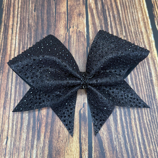 Black on Black Rhinestone Glitter Cheer Bow - All-Star Competition Bow - Cheer Practice Bow