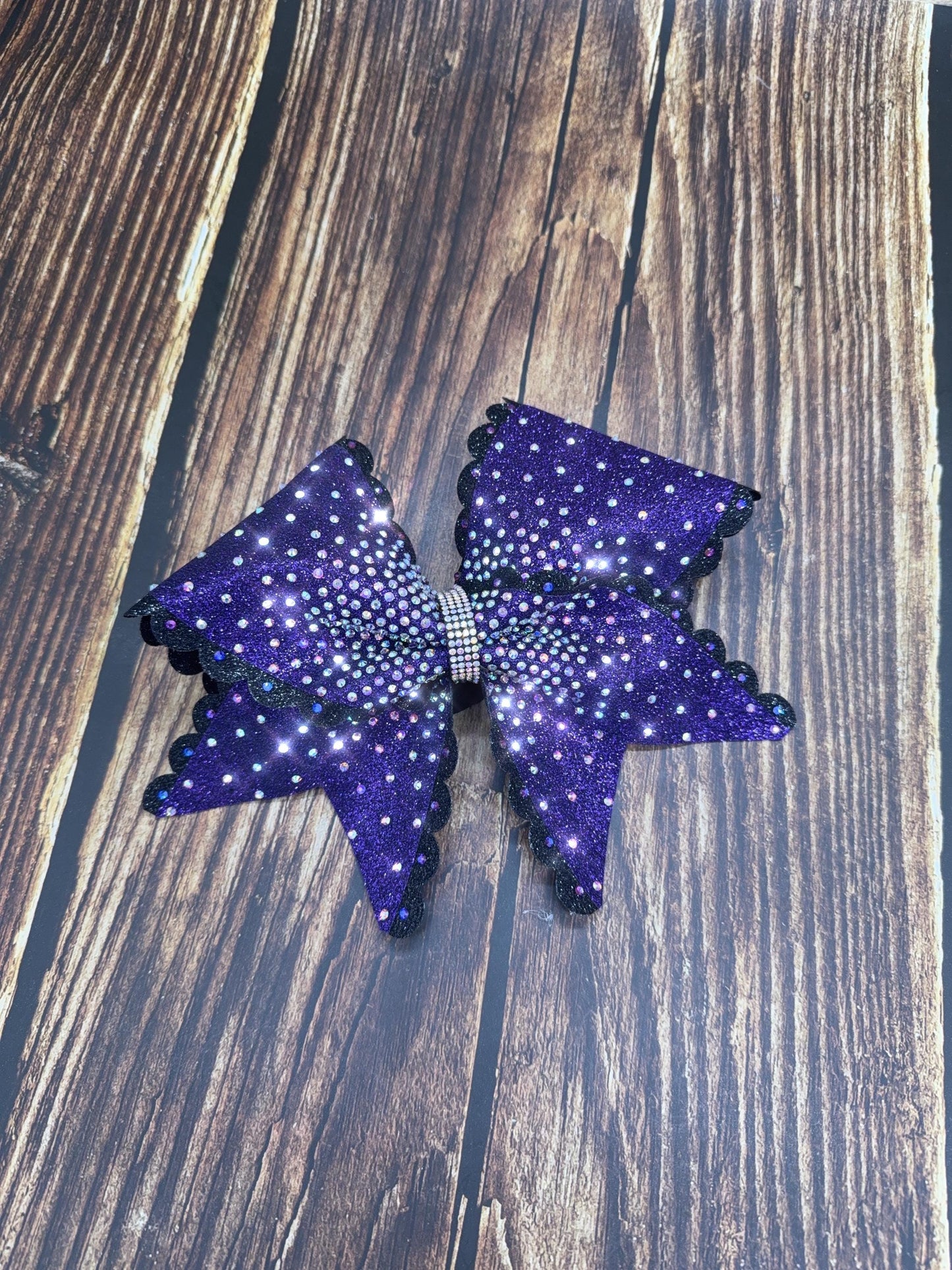 Scalloped Edge Full Size Cheer Bow: Rhinestone All-Star Competition Bow