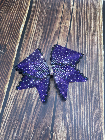 Scalloped Edge Full Size Cheer Bow: Rhinestone All-Star Competition Bow