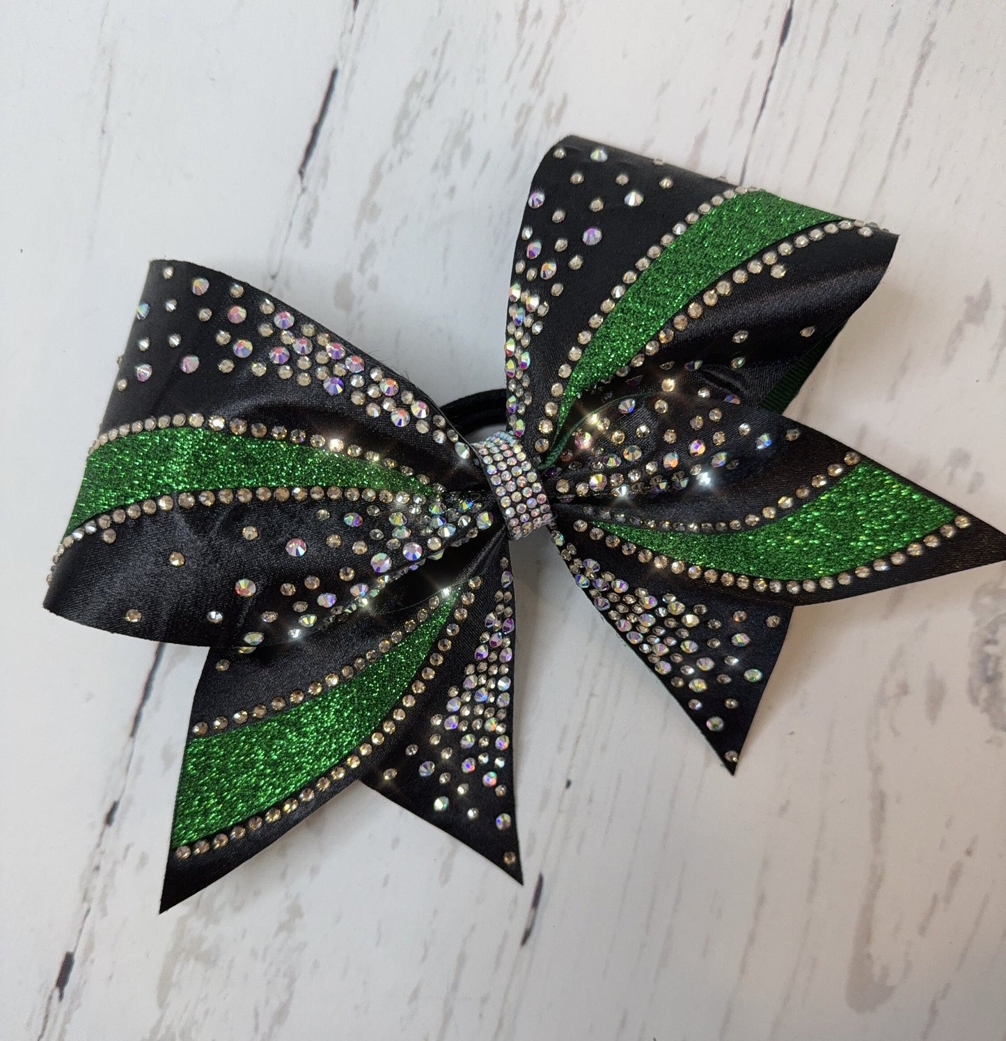 Glitter Rhinestone Cheer Bow: Full Satin Competition Hair Bow