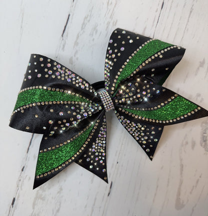 Glitter Rhinestone Cheer Bow: Full Satin Competition Hair Bow