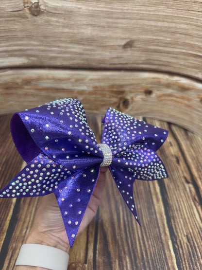 Mystique Sparkly Fabric Cheer Bow | Rhinestone Center | Competition or Practice Bow
