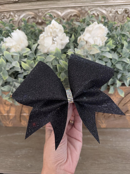 Black Glitter Cheer Bow - All-Star Competition Bow - Cheer Practice Bow