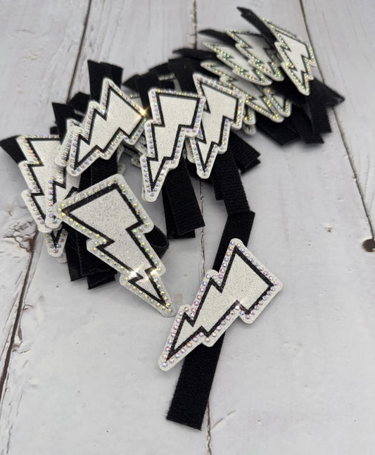 Removable Rhinestone Cheer Bow Center: Glitter Lightning Bolt