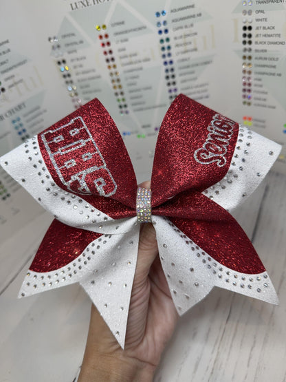 Senior Glitter Cheer Bow: Rhinestone Accent, School Spirit
