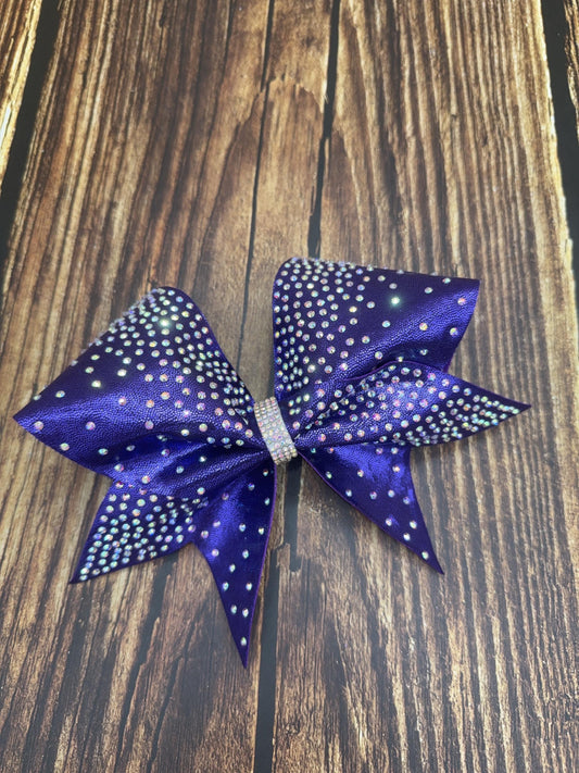 Mystique Sparkly Fabric Cheer Bow | Rhinestone Center | Competition or Practice Bow