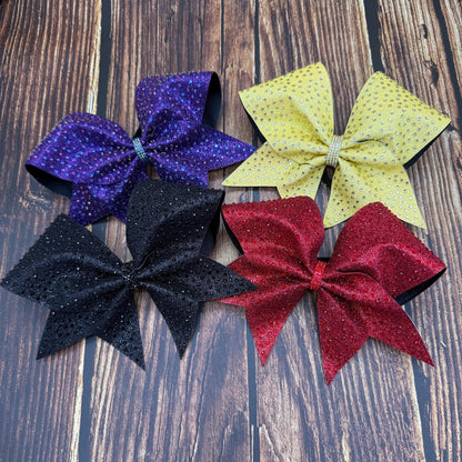 Black on Black Rhinestone Glitter Cheer Bow - All-Star Competition Bow - Cheer Practice Bow