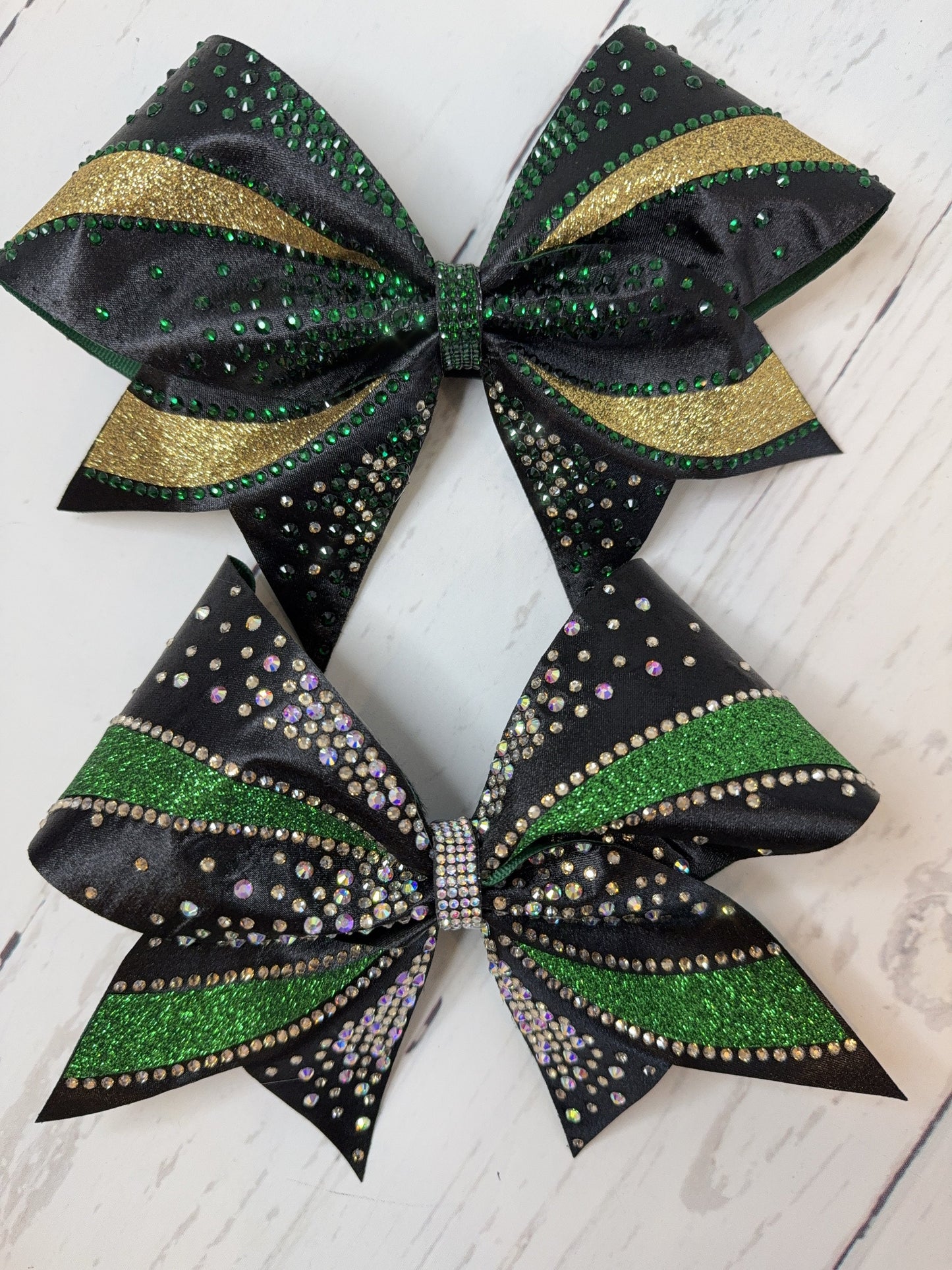 Glitter Rhinestone Cheer Bow: Full Satin Competition Hair Bow