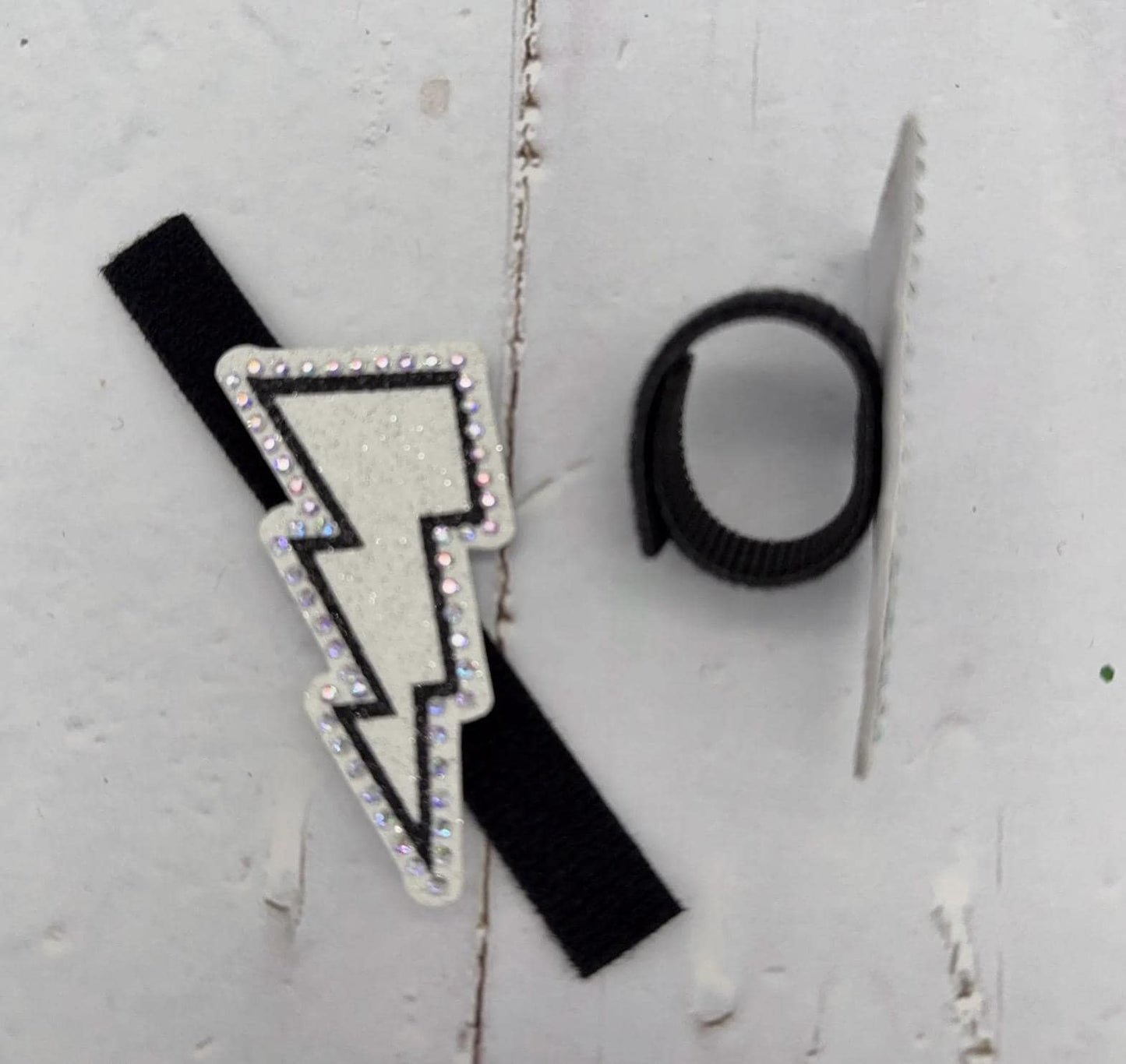 Removable Rhinestone Cheer Bow Center: Glitter Lightning Bolt