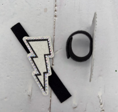 Removable Rhinestone Cheer Bow Center: Glitter Lightning Bolt