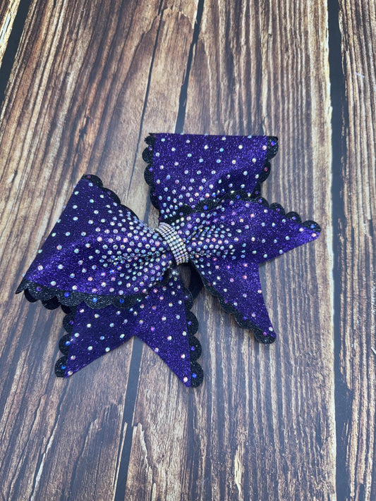 Scalloped Edge Full Size Cheer Bow: Rhinestone All-Star Competition Bow