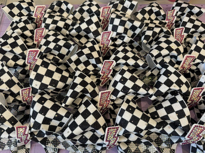Removable Rhinestone Cheer Bow Center: Glitter Lightning Bolt