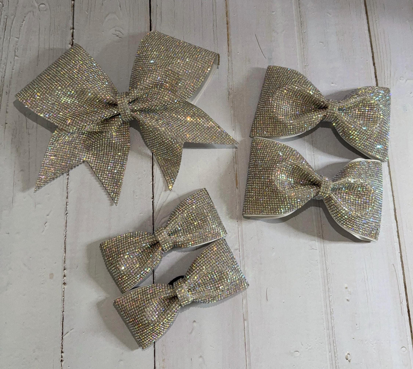 Full Bling Rhinestone Cheer Bow: Tailless Competition Hair Bow