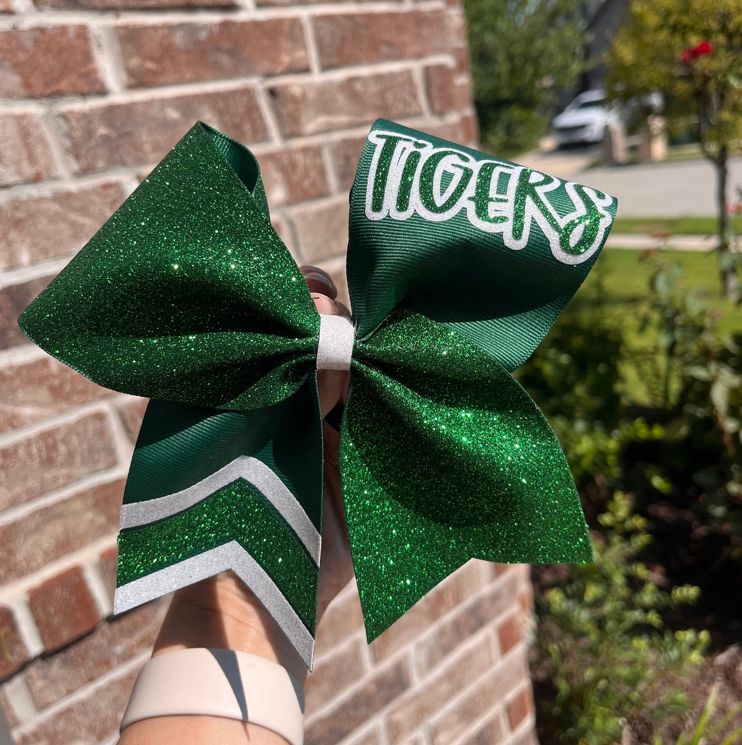 School Cheer Bow with Glitter - Competition Bows - Cheerleader Bows - All-Star Cheer
