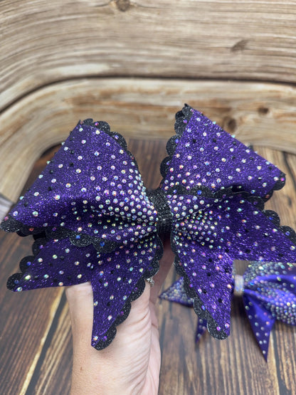 Scalloped Edge Full Size Cheer Bow: Rhinestone All-Star Competition Bow