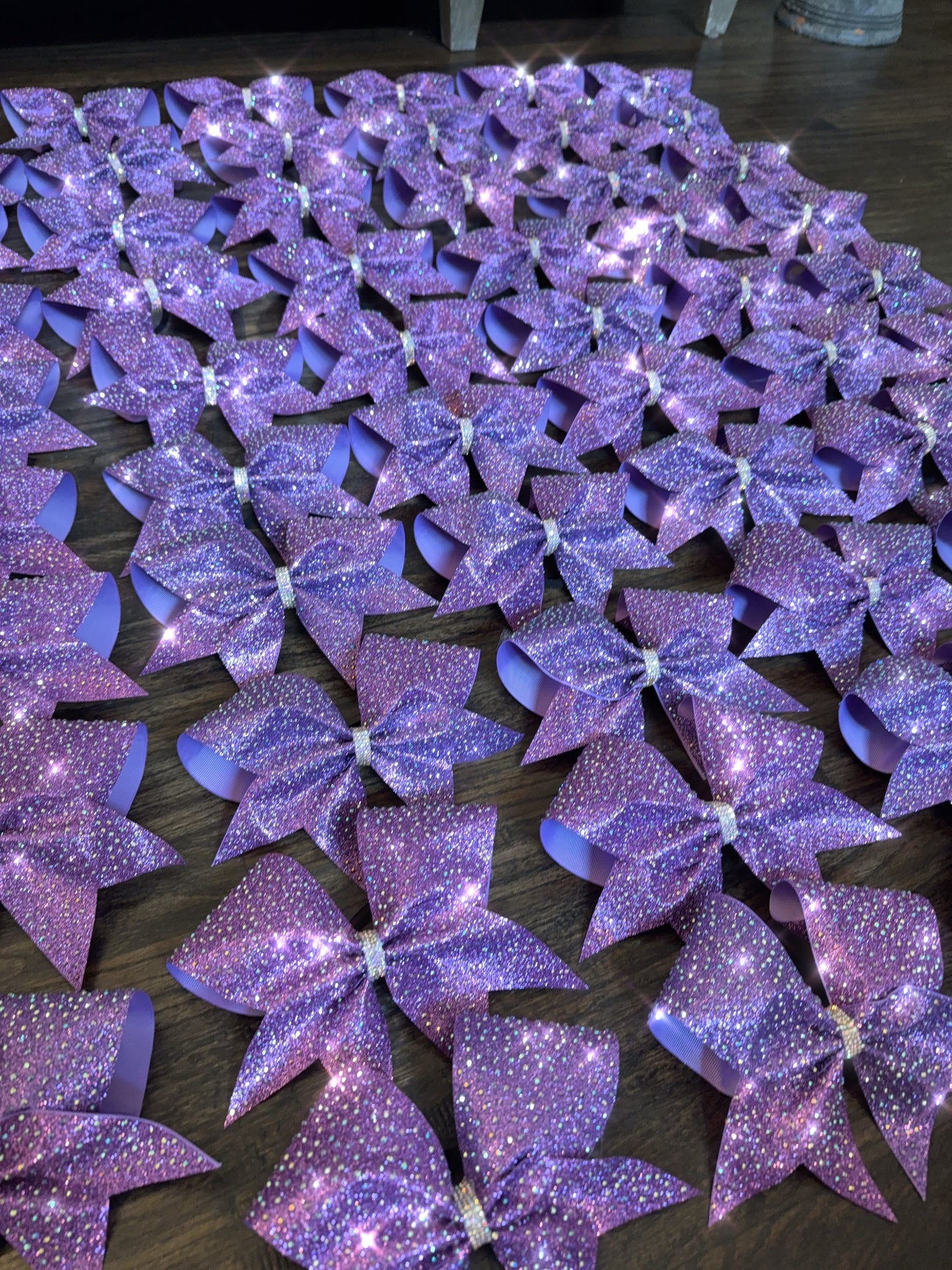 Violet Glitter Cheer Bow with Rhinestones | Competition All-Star Bow