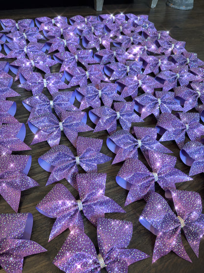 Violet Glitter Cheer Bow with Rhinestones | Competition All-Star Bow