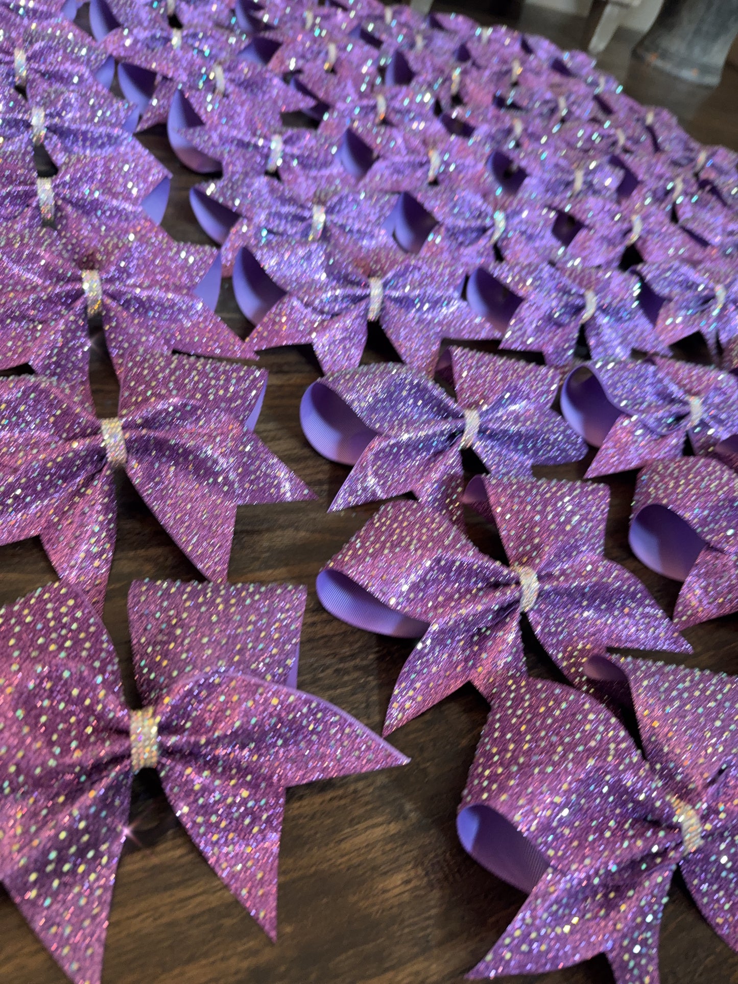 Violet Glitter Cheer Bow with Rhinestones | Competition All-Star Bow