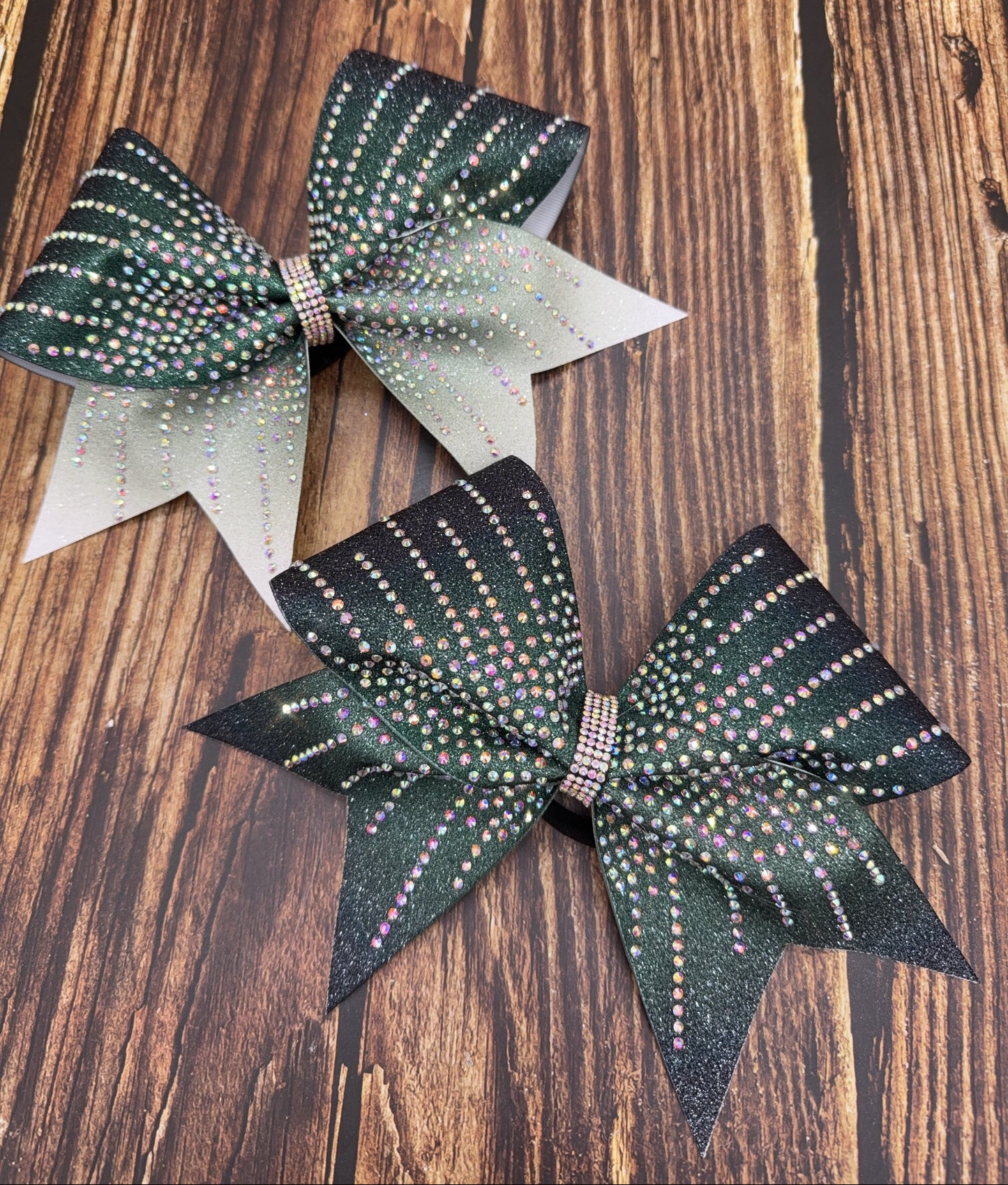 2 Color Ombre Glitter Cheer Bow Rhinestone | Custom Gradient Competition Bow