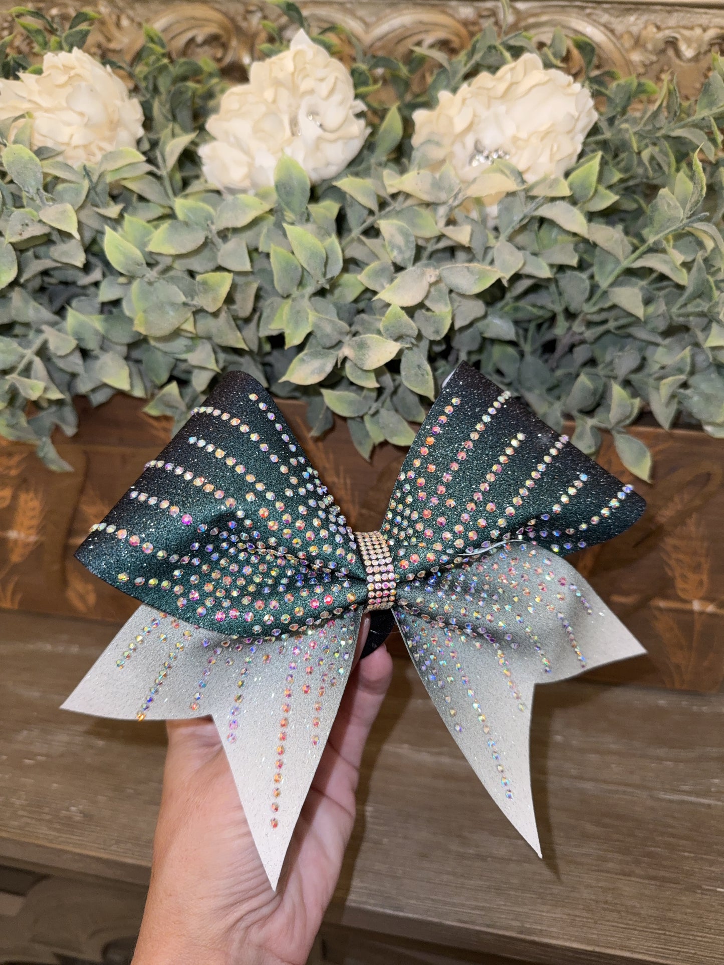 2 Color Ombre Glitter Cheer Bow Rhinestone | Custom Gradient Competition Bow