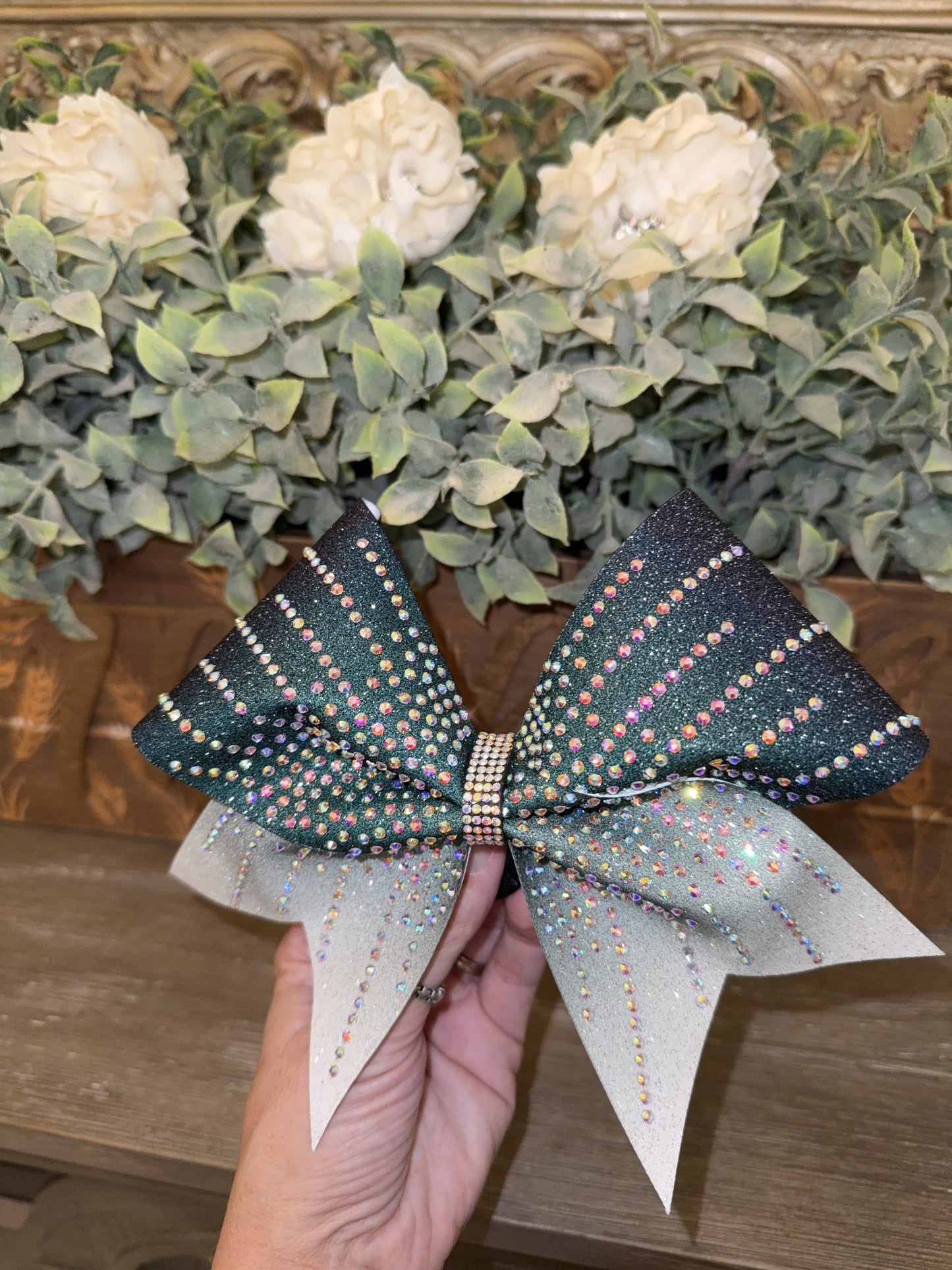 2 Color Ombre Glitter Cheer Bow Rhinestone | Custom Gradient Competition Bow