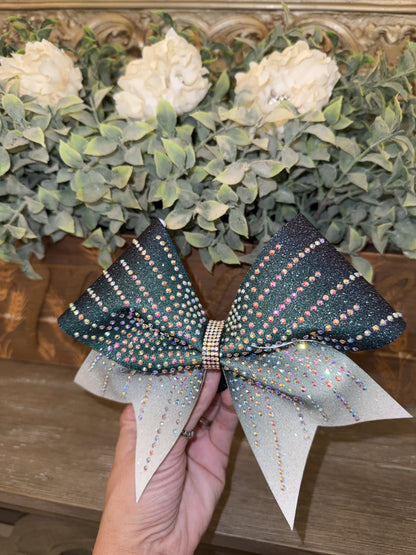 2 Color Ombre Glitter Cheer Bow Rhinestone | Custom Gradient Competition Bow