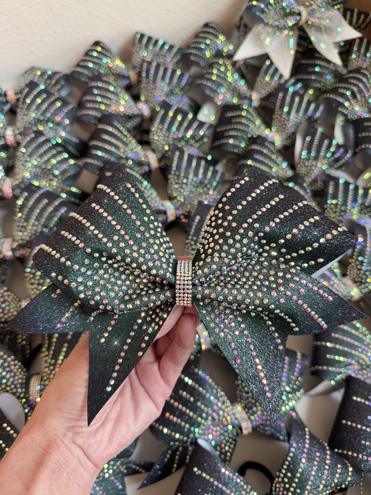 2 Color Ombre Glitter Cheer Bow Rhinestone | Custom Gradient Competition Bow
