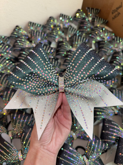 2 Color Ombre Glitter Cheer Bow Rhinestone | Custom Gradient Competition Bow