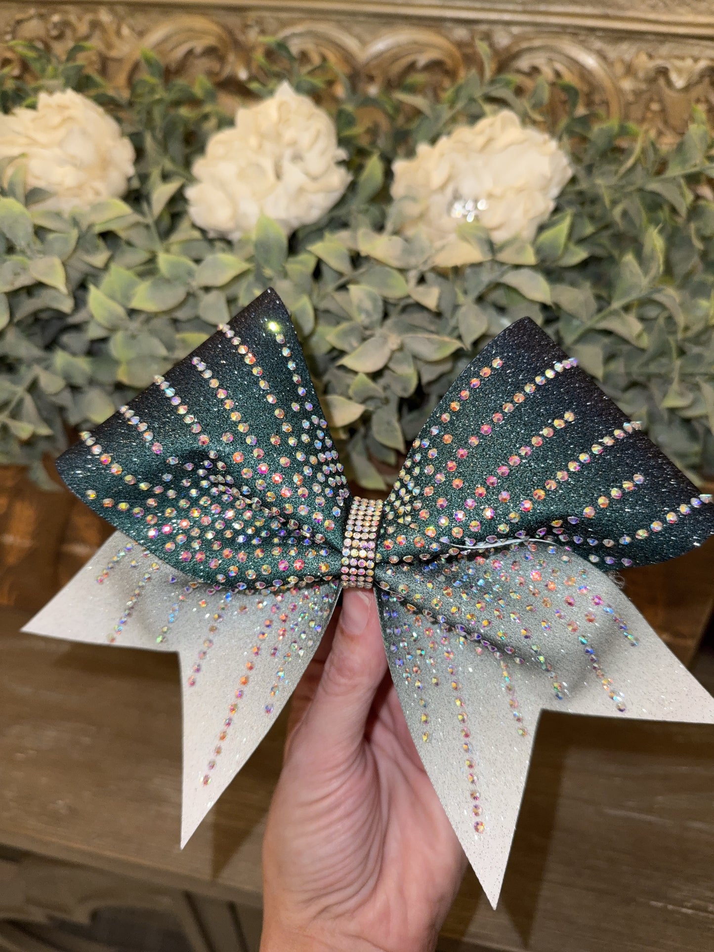 2 Color Ombre Glitter Cheer Bow Rhinestone | Custom Gradient Competition Bow