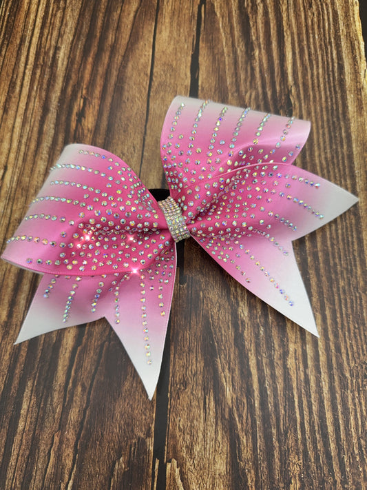Sweet Satin Ombre Center to White Cheer Bow