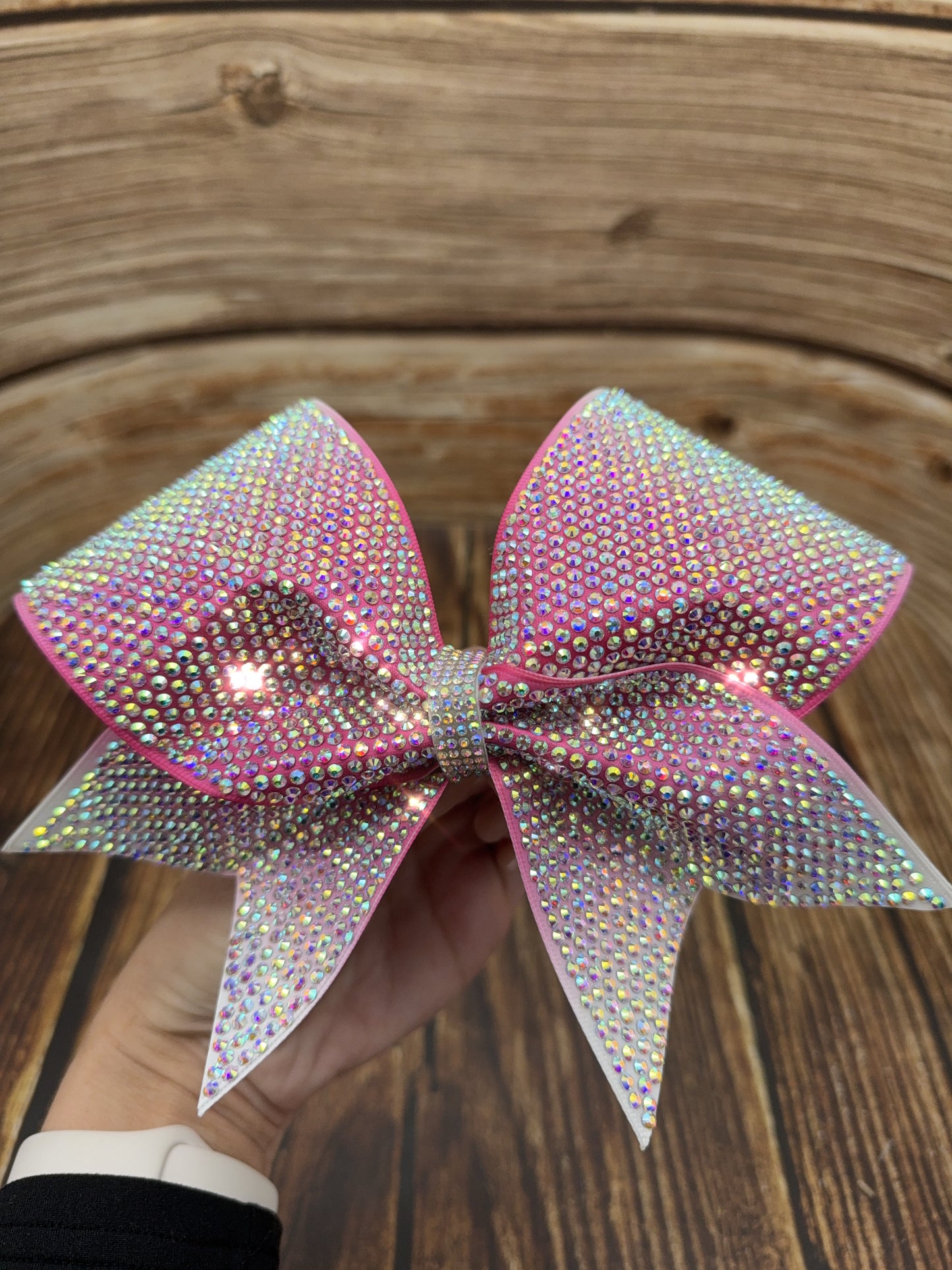 Full Bling Ombre Cheer Bow: 5K Individual SS10 Rhinestones, Competition All-Star Sparkle Bow
