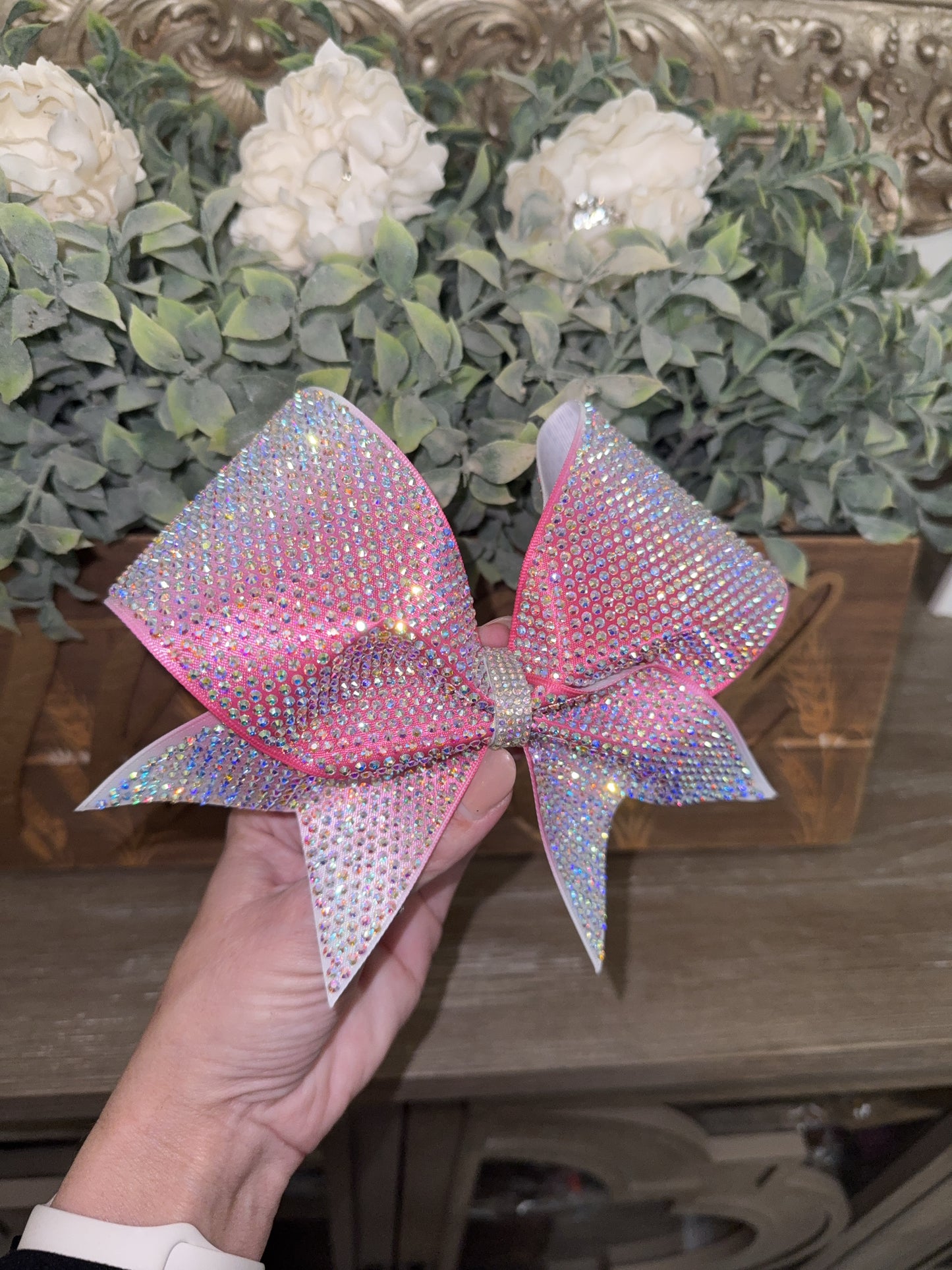 Full Bling Ombre Cheer Bow: 5K Individual SS10 Rhinestones, Competition All-Star Sparkle Bow