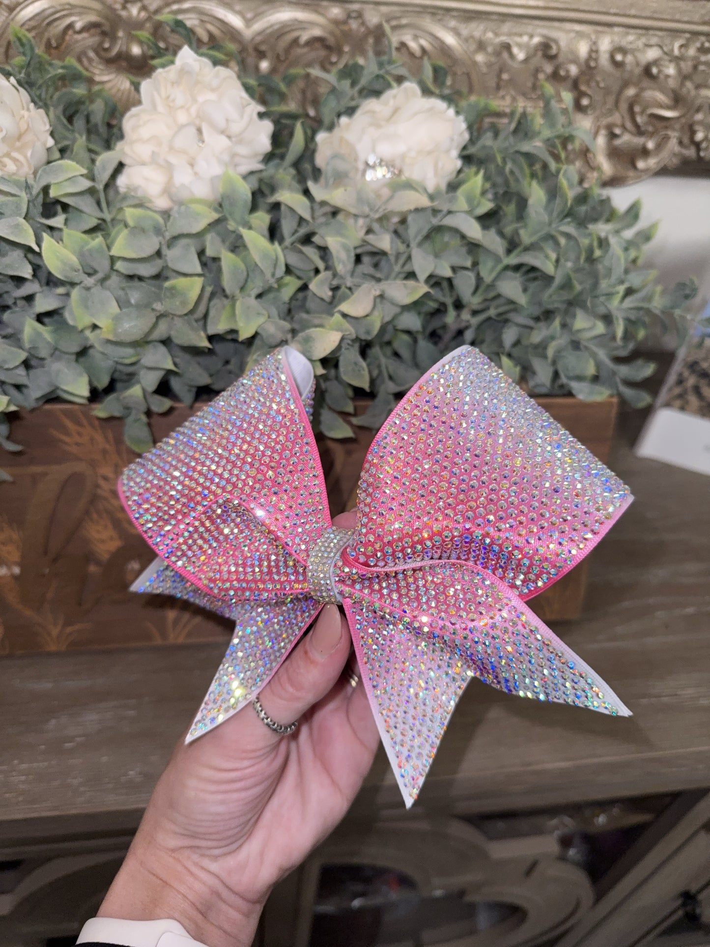 Full Bling Ombre Cheer Bow: 5K Individual SS10 Rhinestones, Competition All-Star Sparkle Bow
